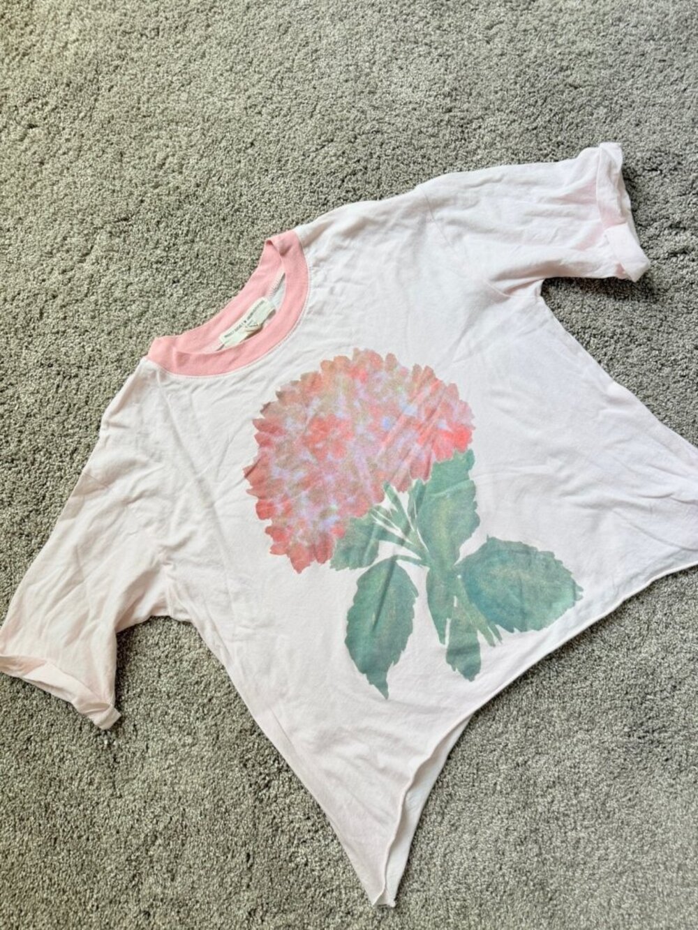 Urban Outfitters Project Social T Pink Floral Ringer T-Shirt Oversized Size XS